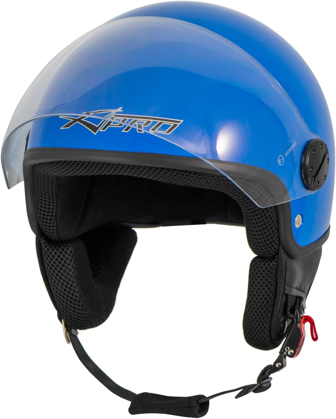 Motorradhelm Motorrad Roller Jet Helm Demi Mit Viser SonicMoto 53-54 cm ( XS) Blau, 53-54 cm ( XS) B