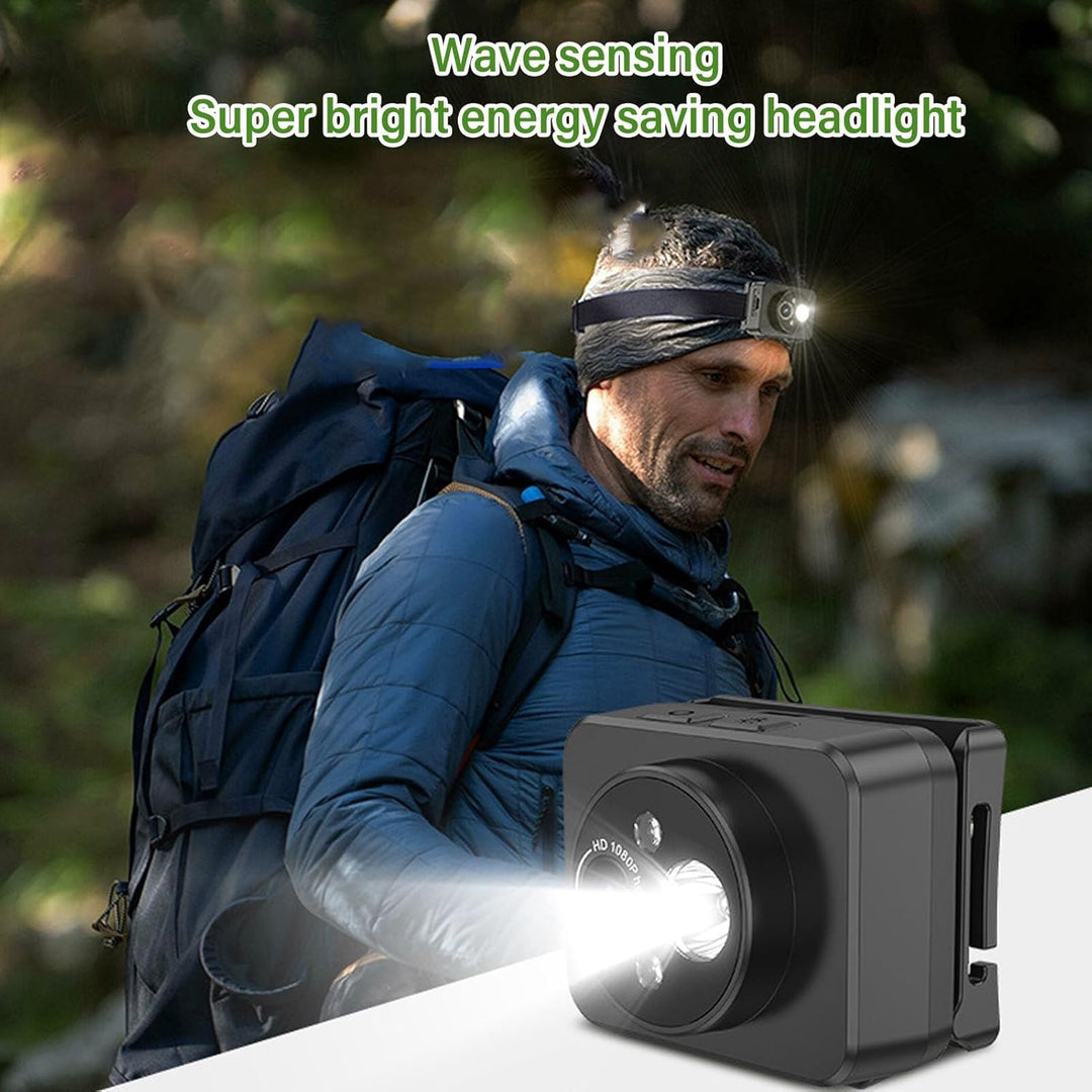 Goshyda Am Kopf Montierte Action-Kamera, Tragbarer 1080P-LED-Stirnlampen-Video-Camcorder, Unterstütz