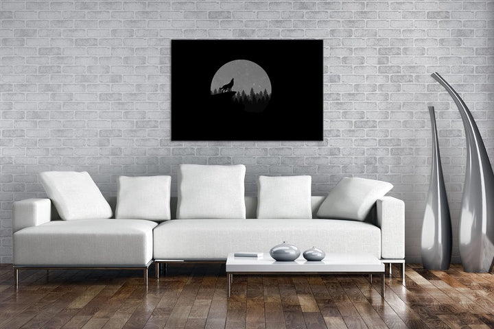 deyoli düsterer einsamer Wolf Format: 80x60 Effekt: Schwarz&Weiss als Leinwandbild, Motiv fertig ger