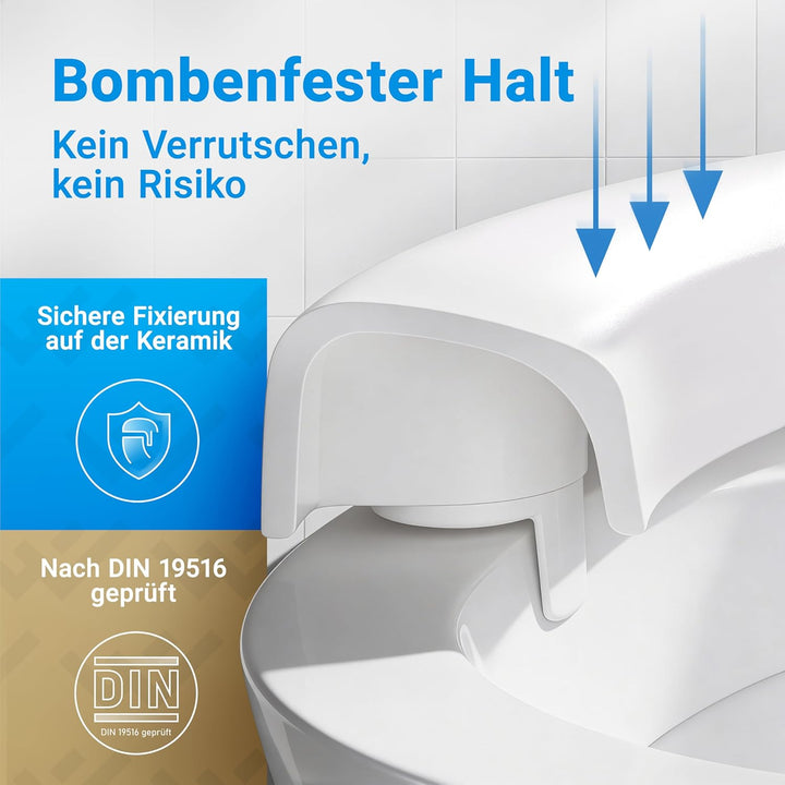 LOBENSWERK Toilettendeckel mit Toilettensitzerhöhung [5 cm] Absolut rutschfest dank Winkelpuffern |