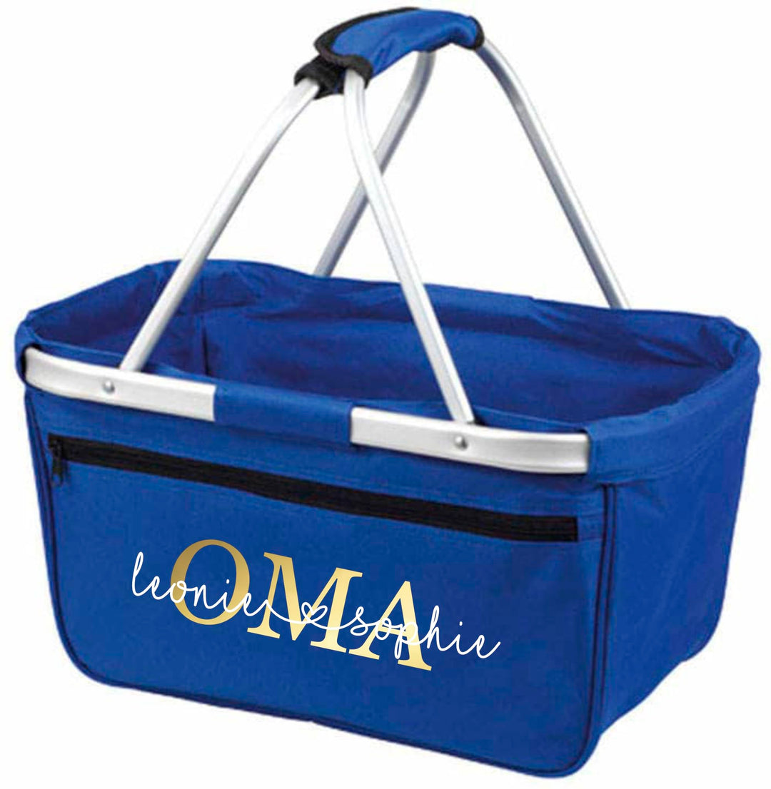 Einkaufskorb Oma - Personalisiert mit Name - Einkaufstasche faltbar Tragekorb mit Aufdruck - 45 x 25