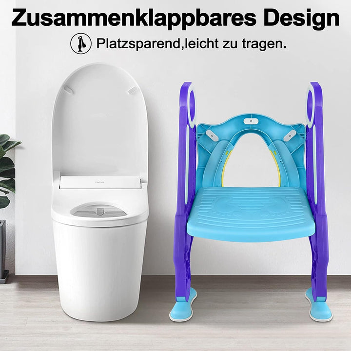 LARS360 Kinder Faltbar Toilettentrainer mit Leiter, Treppe, Griffe, Höhenverstellbar Kinder-Töpfchen