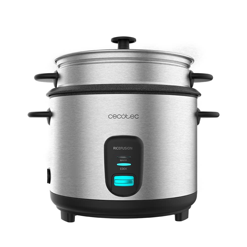 Cecotec Arrocera RiceFusion 7000 Inox. 700 W, Capacidad 1,8 Litros, 10 Raciones, Acero Inox y Tapa d