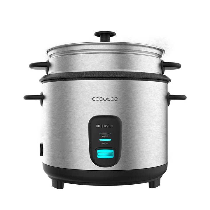 Cecotec Arrocera RiceFusion 7000 Inox. 700 W, Capacidad 1,8 Litros, 10 Raciones, Acero Inox y Tapa d