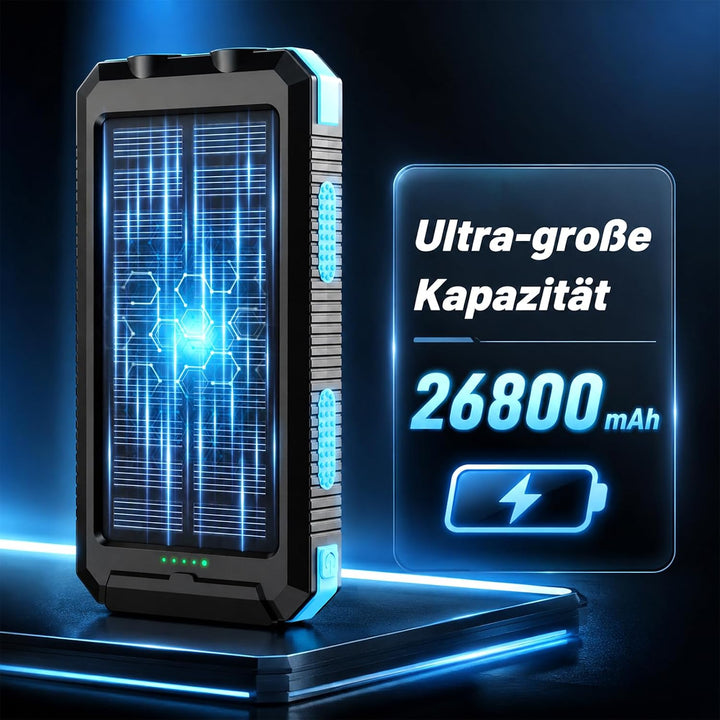 Vikeri Solar Powerbank 26800mAh, USB-C Powerbank Solar Outdoor for Camping | Wasserdichtes Solar Cha