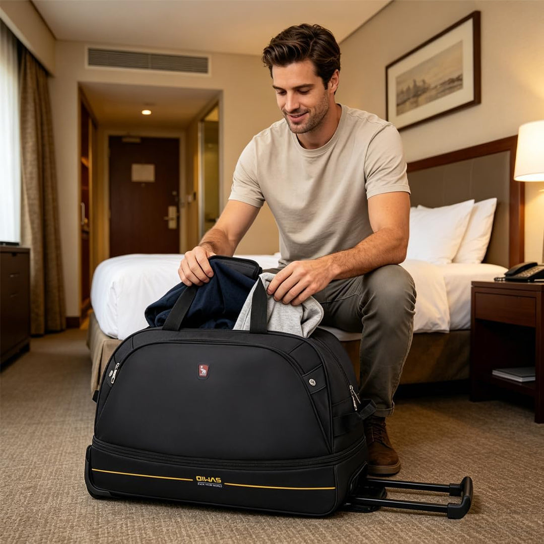 OIWAS Reisetasche mit Rollen kleine 45L Plus 10L Unisex Trolleyfunktion Tasche erweiterbares Busines