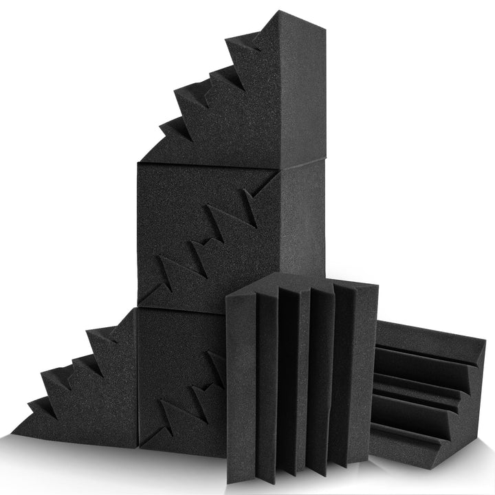 JAMELO 8erPack Bassfallen AkustikschaumEcken, 20,3 x 20,3 x 30,5 cm, schwarze Bassfallen EckstudioSc