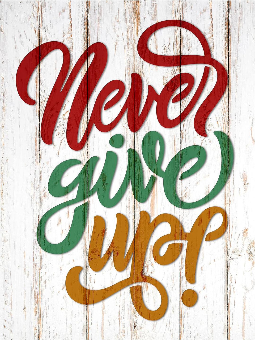 wandmotiv24 Deko Wandbild aus Acrylglas, Grösse 40x30cm, Hochformat, Never give up, Holz, bunt, Bild