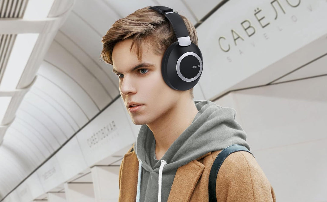 LORELEI B-C6 Kabellose Over-Ear-Kopfhörer, 50H Playtime Faltbare, leichte Bluetooth-Headsets, Tiefe