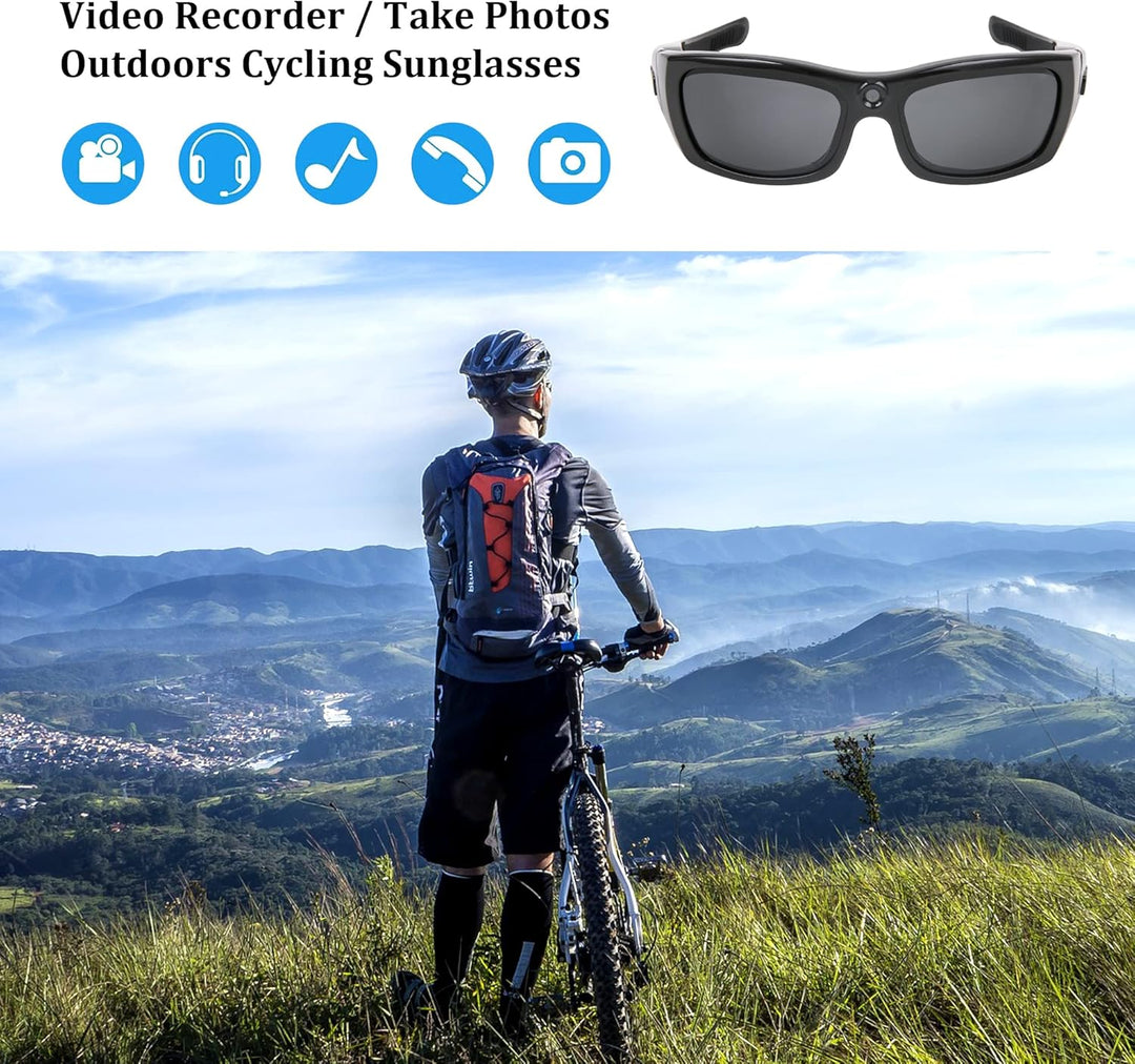 Hereta Kamera Sonnenbrille, Bluetooth Sonnenbrille Full HD 1080P Videokamera Brille mit UV-Schutz Po