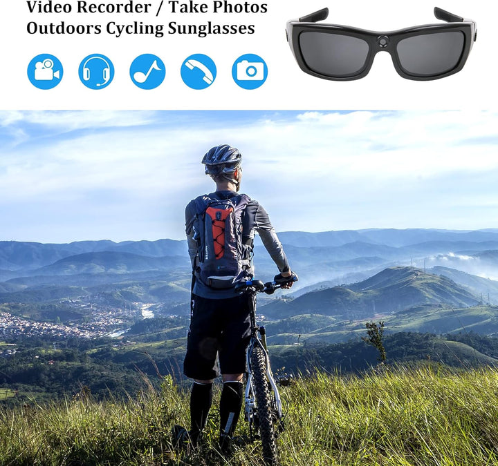 Hereta Kamera Sonnenbrille, Bluetooth Sonnenbrille Full HD 1080P Videokamera Brille mit UV-Schutz Po