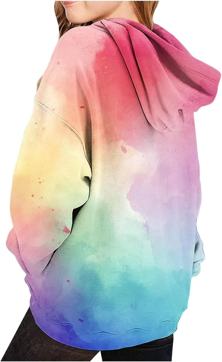 XINYUNZU Mädchen Kapuzenpullover Casual Hoodie Batik Sweatshirt mit Kapuze & Tasche Oberteile Langar