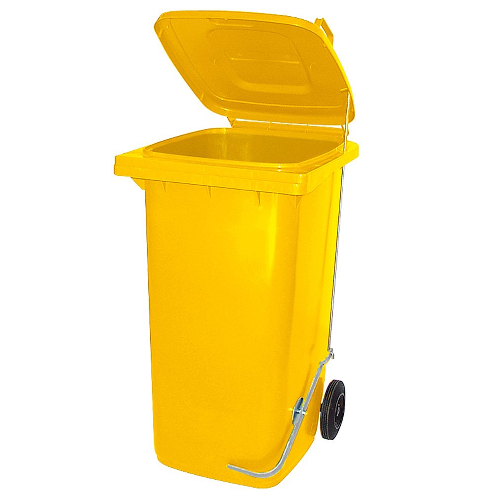 BRB Müllbehälter, Inhalt 80 Liter, HxBxT 930x445x520 mm, mit Fusspedal zur Deckelöffnung (gelb), gel