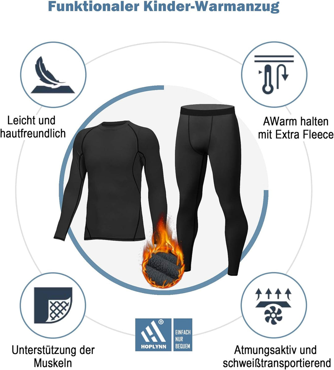 HOPLYNN - Thermal Underwear Set für Kinder Funktionsunterwäsche Skiunterwäsche Jungen Atmungsaktiv T