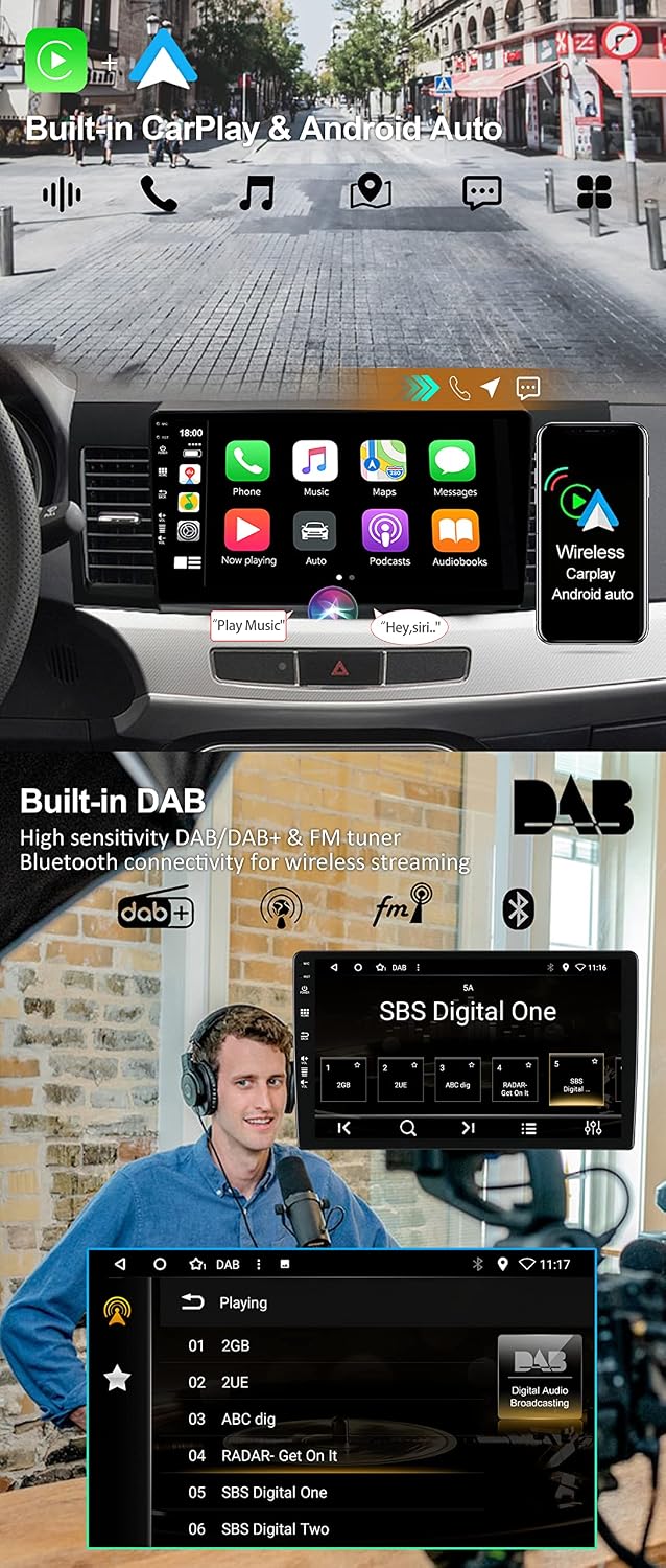 JOYX Android 12 Autoradio Passt für Mitsubishi Lancer (2010-2016) - Eingebaut DAB/DSP/Carplay/Androi
