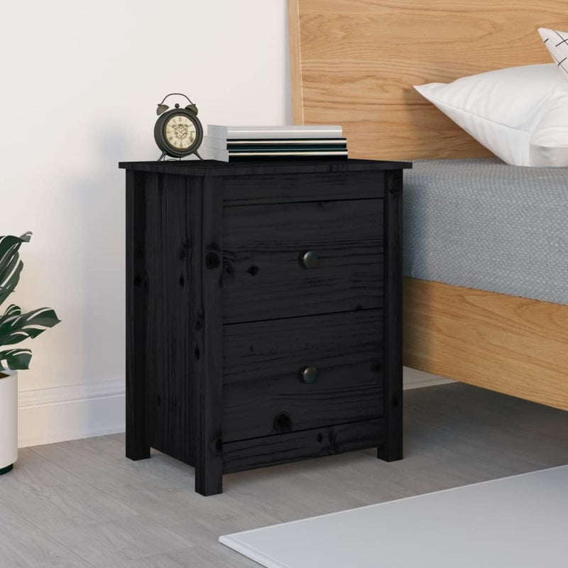 FIRBNUS Bedside Table Nachtkonsole Beistelltisch mit Stauraum Night Stand Nachttisch Schwarz 50x35x6
