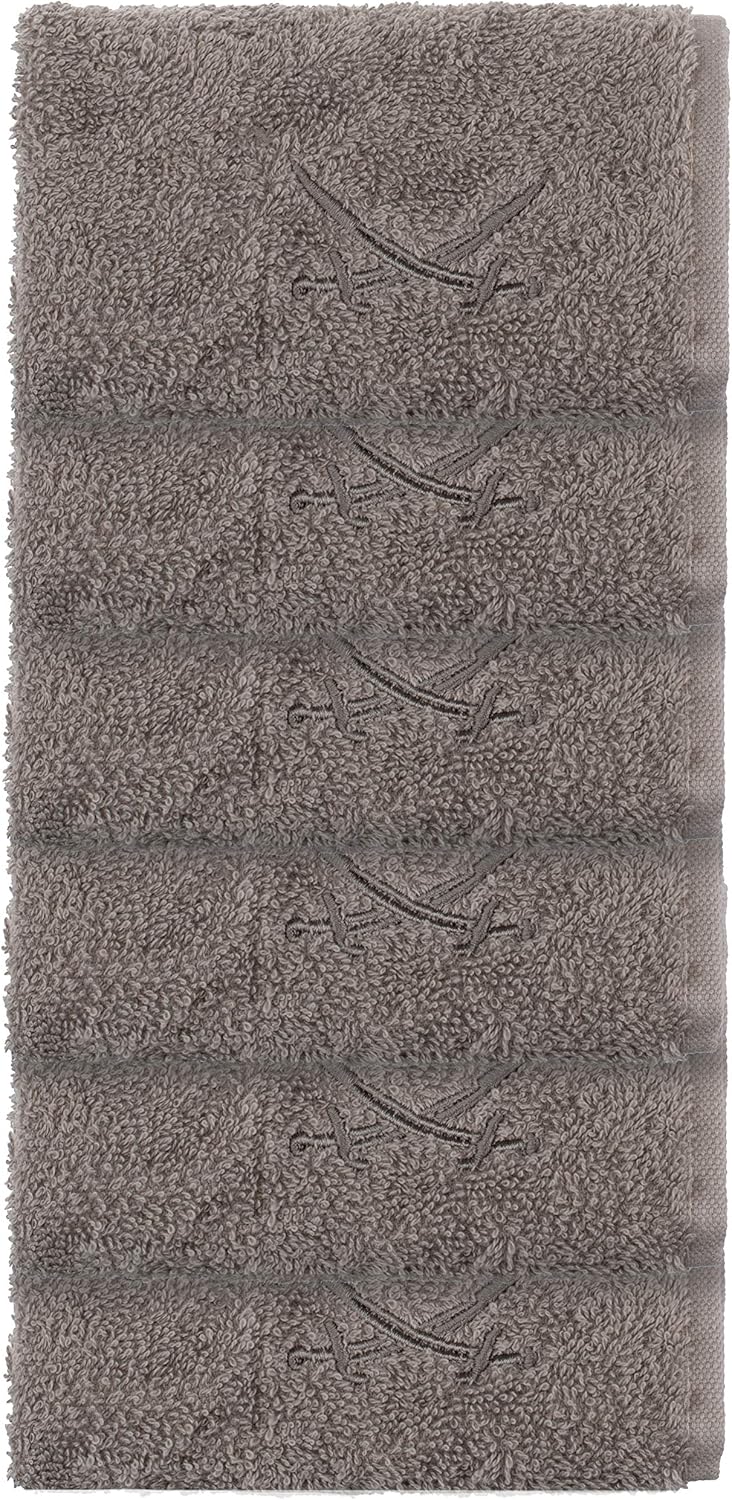 Sansibar Seiftücher 6er Set mit gesticktem Säbel Logo Handtuch Gästetuch 100% Baumwolle 30x30 cm Tau