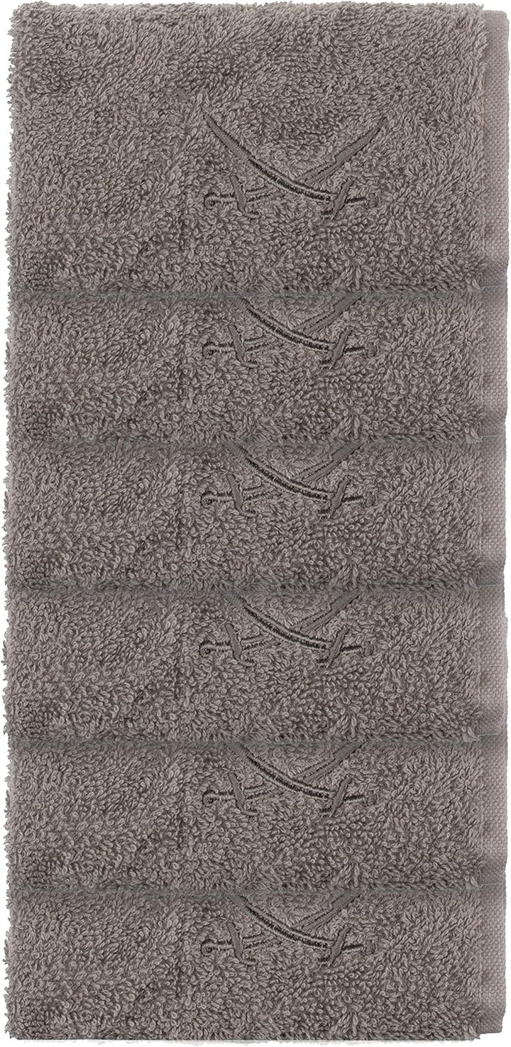 Sansibar Seiftücher 6er Set mit gesticktem Säbel Logo Handtuch Gästetuch 100% Baumwolle 30x30 cm Tau