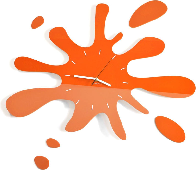 FLEXISTYLE Moderne wanduhr jugendzimmer Jungen Fleck Orange 64cm, wanduhr Teenager, Made in EU, Oran