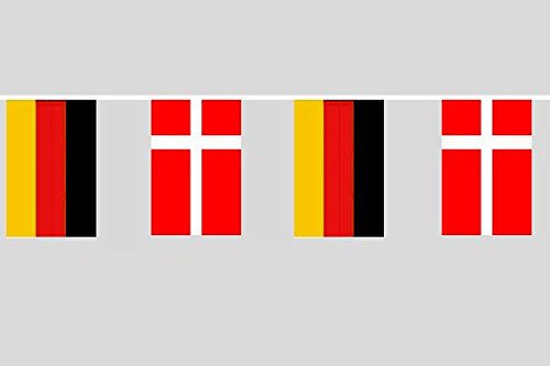 U24 Flaggenkette Deutschland - Dänemark 6,20 m Fahne Flagge Fahnenkette Freundschaft