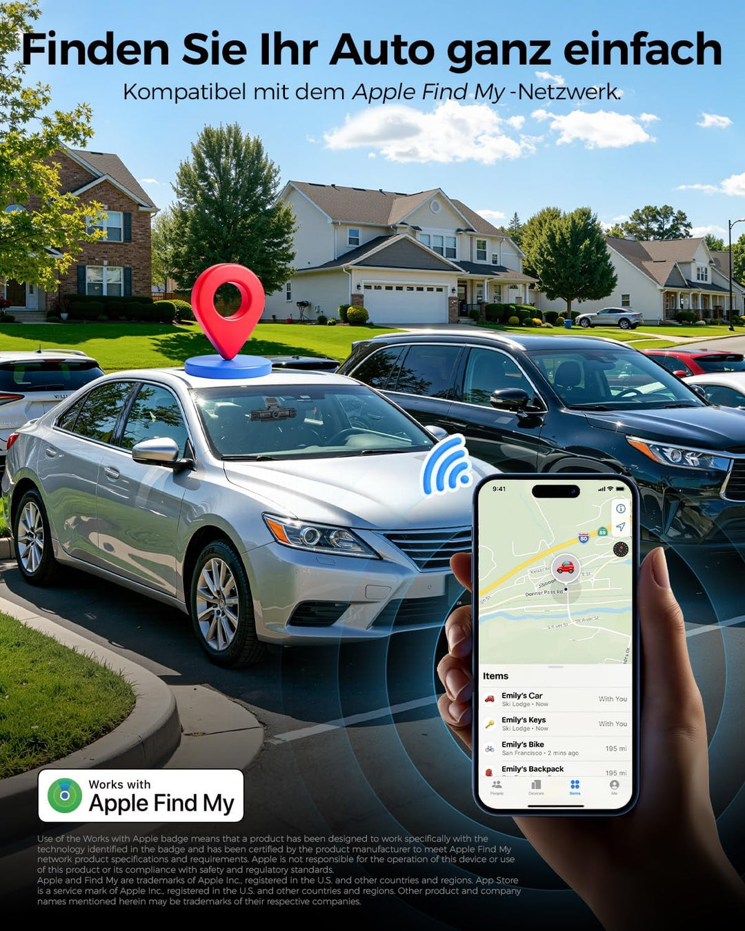 AZDOME Dashcam Auto 4 Kanal 360 Grad Dashcam mit Apple Find My (nur iOS), 5.8GHz WiFi, 64-GB-Karte,