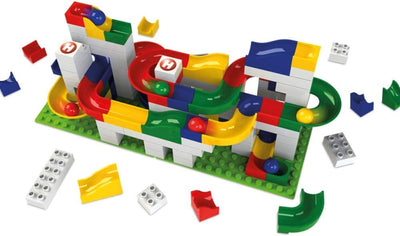 Hubelino 420480 Baukasten Basis Kugelbahn, Multicolour & 420336 - Kugelbahn - Kugelset - ab 4 Jahre