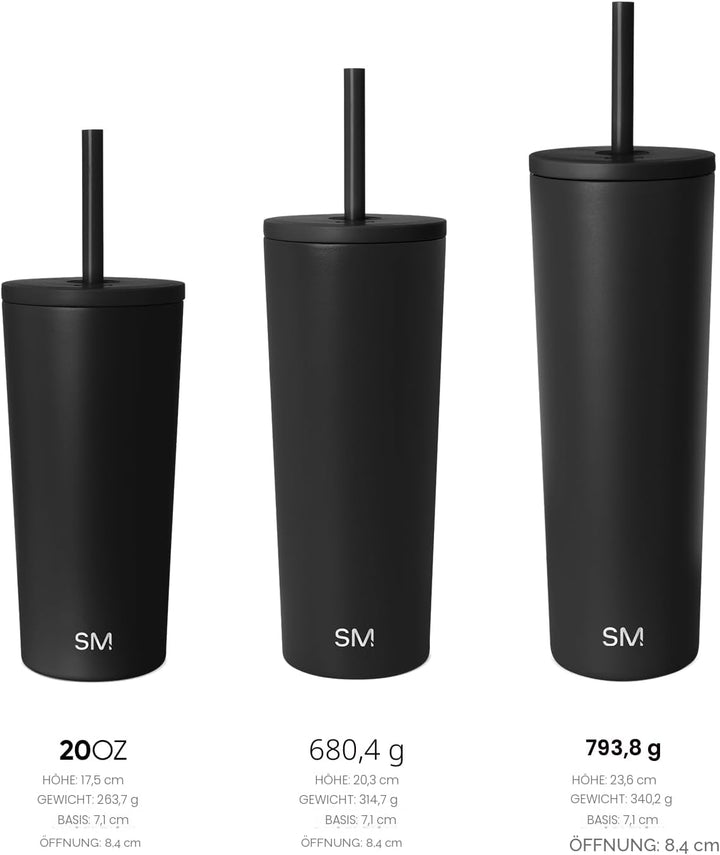 Simple Modern Insulated Tumbler with Lid and Straw | Iced Coffee Cup Reusable Stainless Steel Water