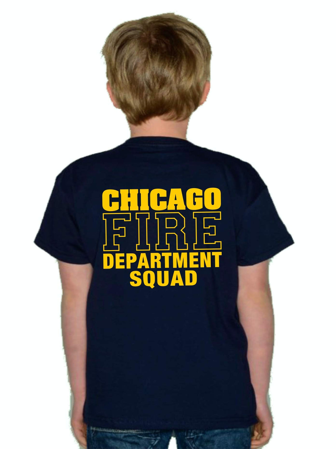 feuer1 Kinder T-Shirt Navy, Chicago FIRE DEPT. Squad in gelb 140 Navy, 140 Navy