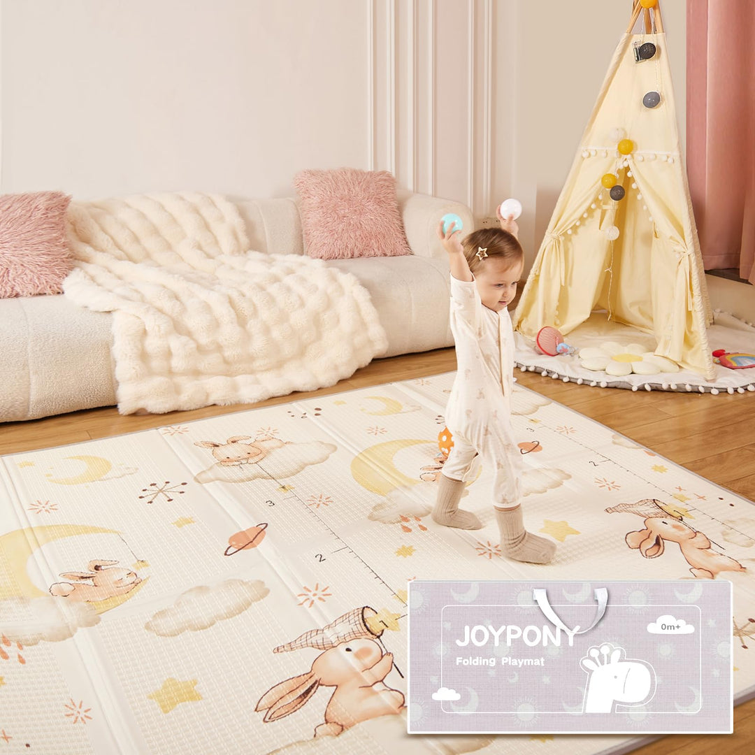 Joypony Krabbelmatte Baby Faltbar, 150 x 180 x 1cm Spielmatte Kinder | Rutschfest &amp; Wasserdicht | Do
