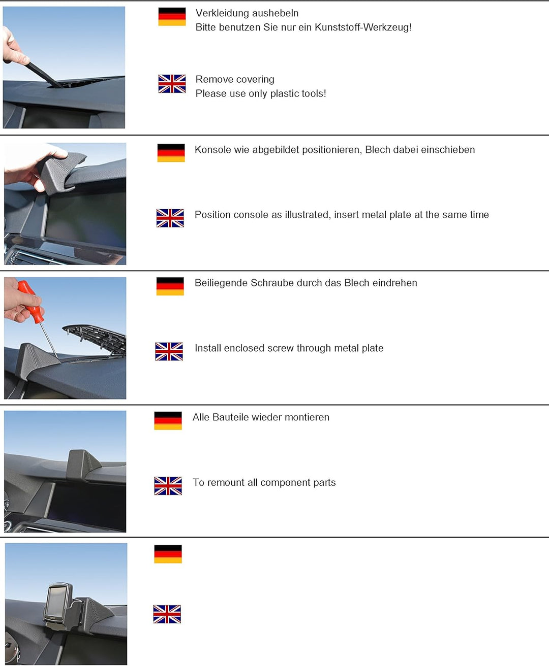 KUDA 292535 Halterung Kunstleder schwarz für BMW 5er (F10, F11) ab 03/2010 bis 2017, 292535