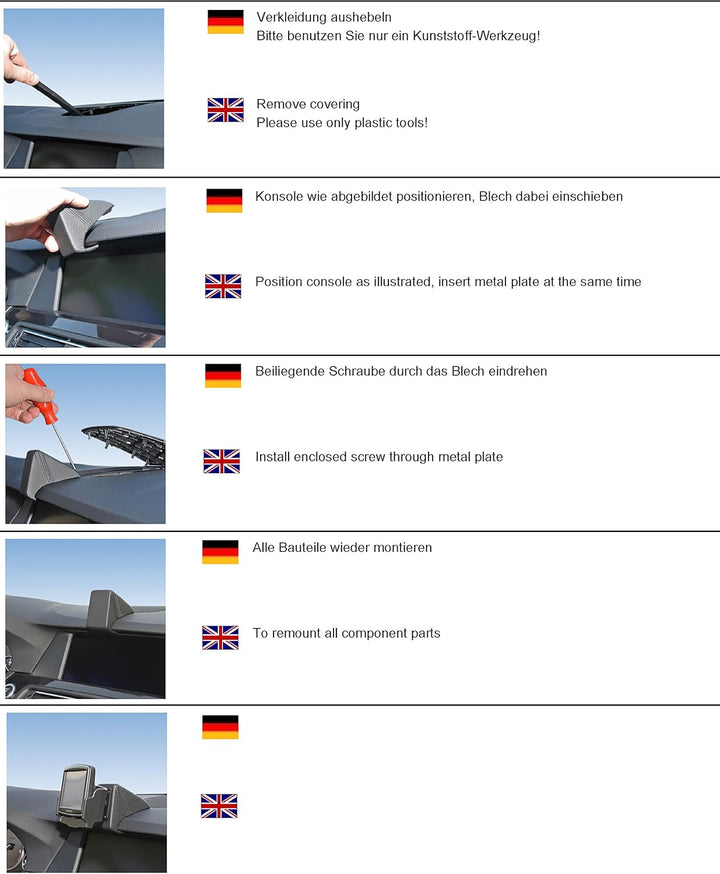 KUDA 292535 Halterung Kunstleder schwarz für BMW 5er (F10, F11) ab 03/2010 bis 2017, 292535
