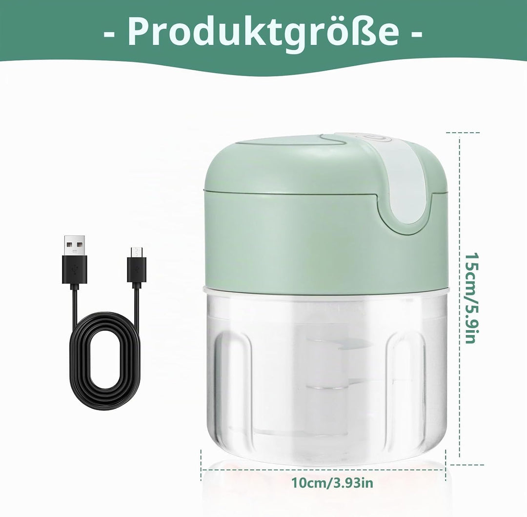 Akku Mini Zerkleinerer, 250 Ml Mini Lebensmittelhacker Elektrischer Knoblauchhacker Mit USB Ladung,