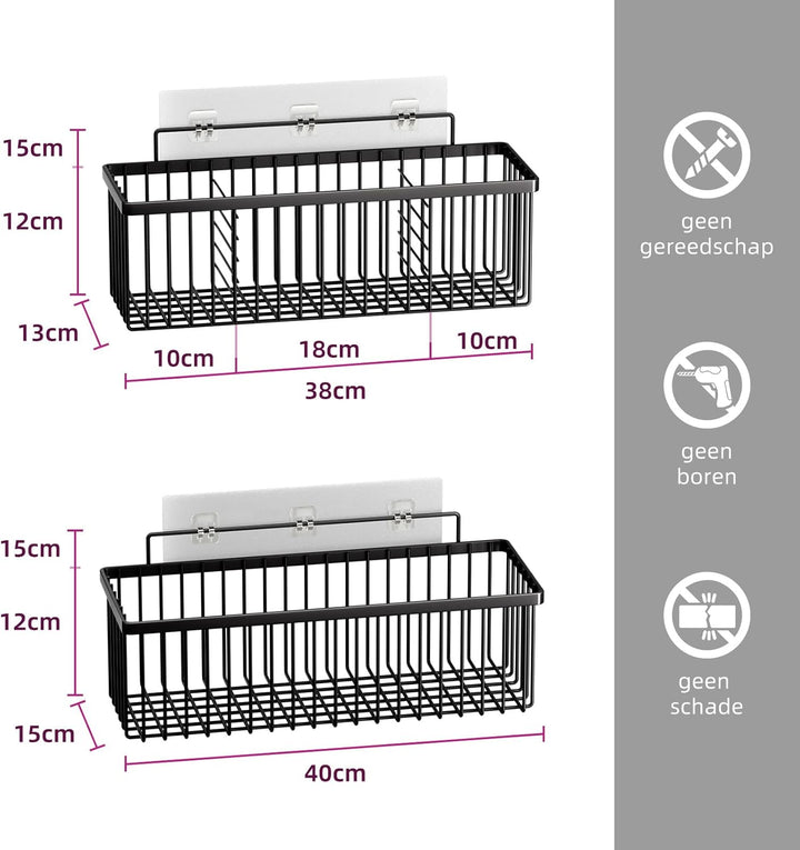 Duschablage Ohne Bohren, 2 Stück Badezimmer Organizer, Rostfreie Duschregal, Duschregal mit 4 abnehm