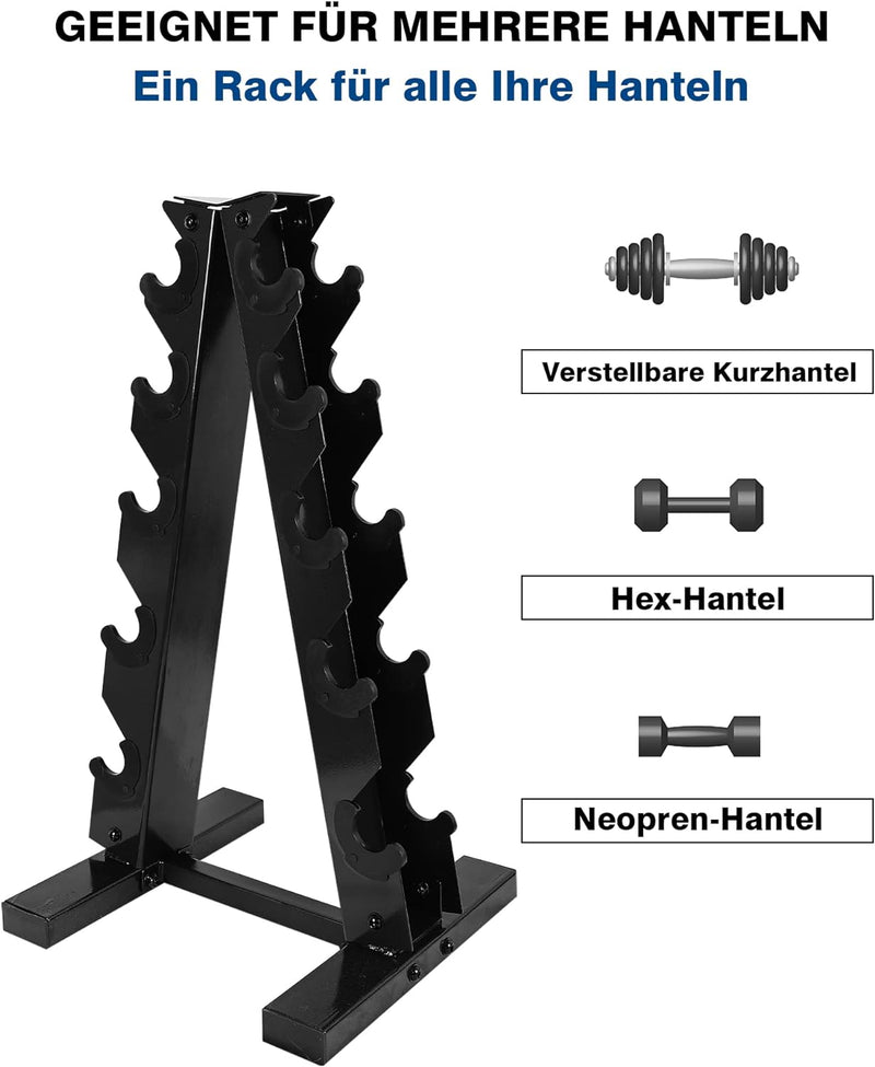 MENCIRO A-Rahmen Hantelständer Nur Ständer, 5-Tier Stahl Gewicht Kurzhantel Rack für Hanteln, Gewich