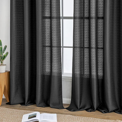 MIULEE 2er Set Voile Vorhang Sheer Leinenvorhang mit Ösen Transparente Unregelmässige Textur Gardine
