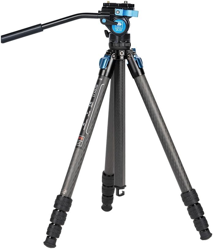 SIRUI ST-124+VA-5 Wasserdichtes Carbonfaser-Stativ mit Panorama-Fluid-Videokopf, dreieckige Mittelsä