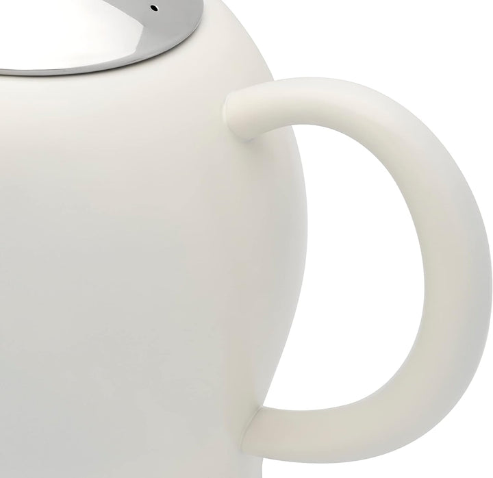 Doppelwandige Teekanne 1.4 Liter ohne Filter - isolierende matt weisse Edelstahl Kanne - Teebereiter