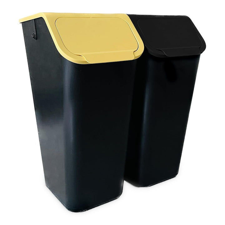 Go Practic 2-er Mülleimer-Set Küche Mülltrennsystem 2x Mülleimer 35l mit Deckel und 2-Pack Bioaktivk