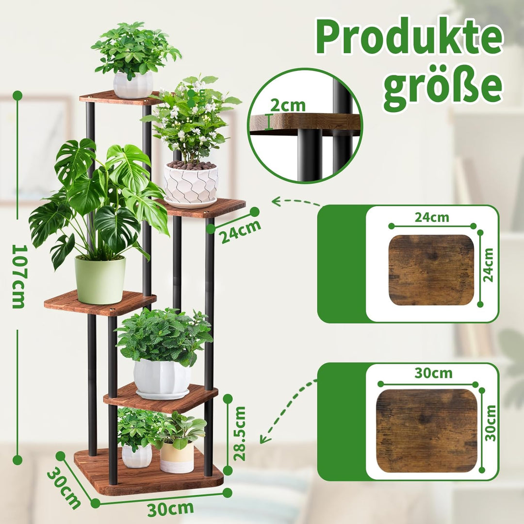 Pflanzenständer Blumenständer indoor 5 Etagen Pflanzenregal Blumentreppe Metall Blumentopf Mode Pfla