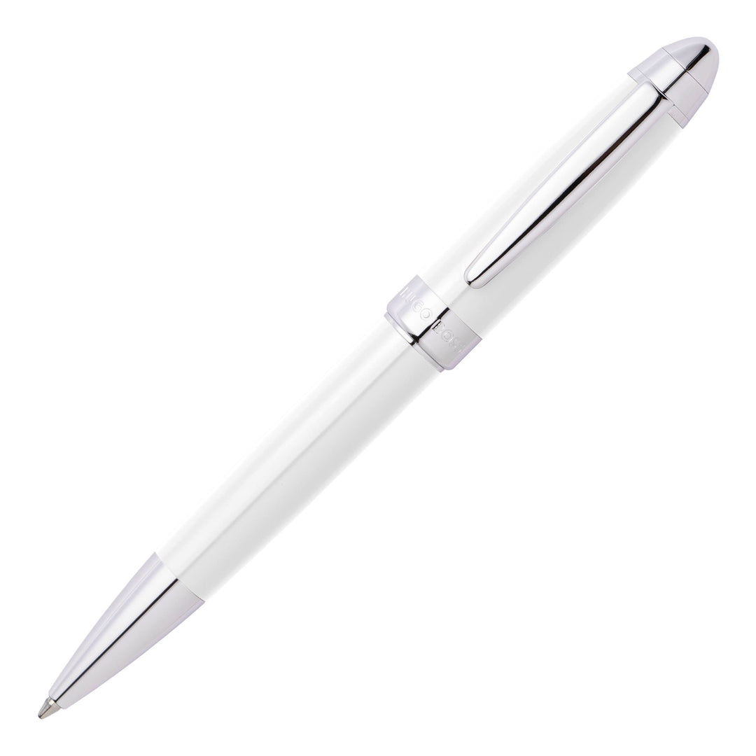Hugo Boss Kugelschreiber Icon White aus Messing hergestellt, Farbe: Weiss, Abmessungen: 12 x 138mm,