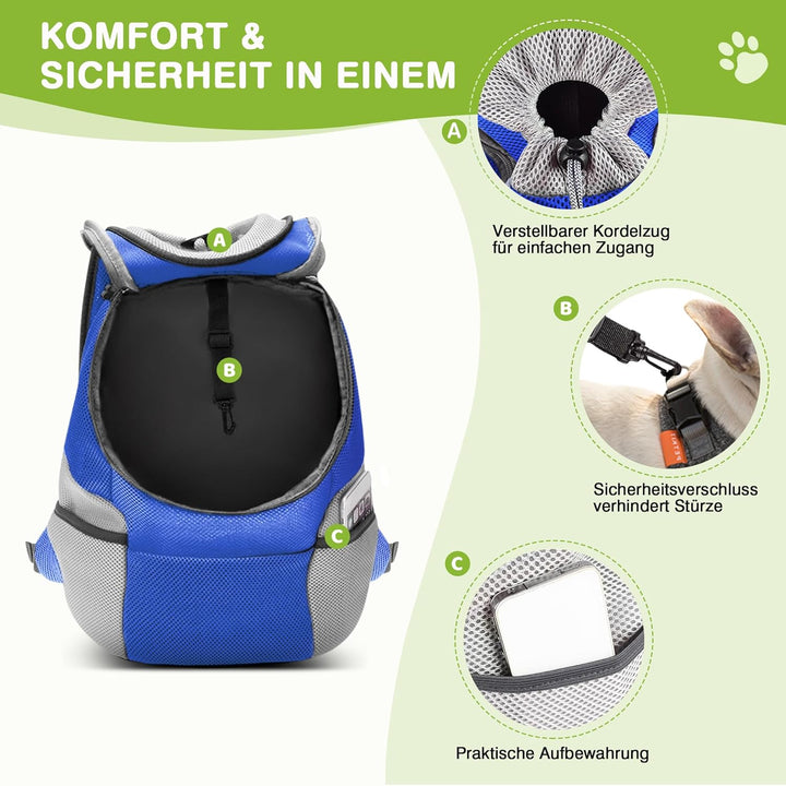 ALLSOPETS Hunderucksack, Tragbarer Haustierträger für Kleine Hunde und Katzen, Fahrrad- und Motorrad