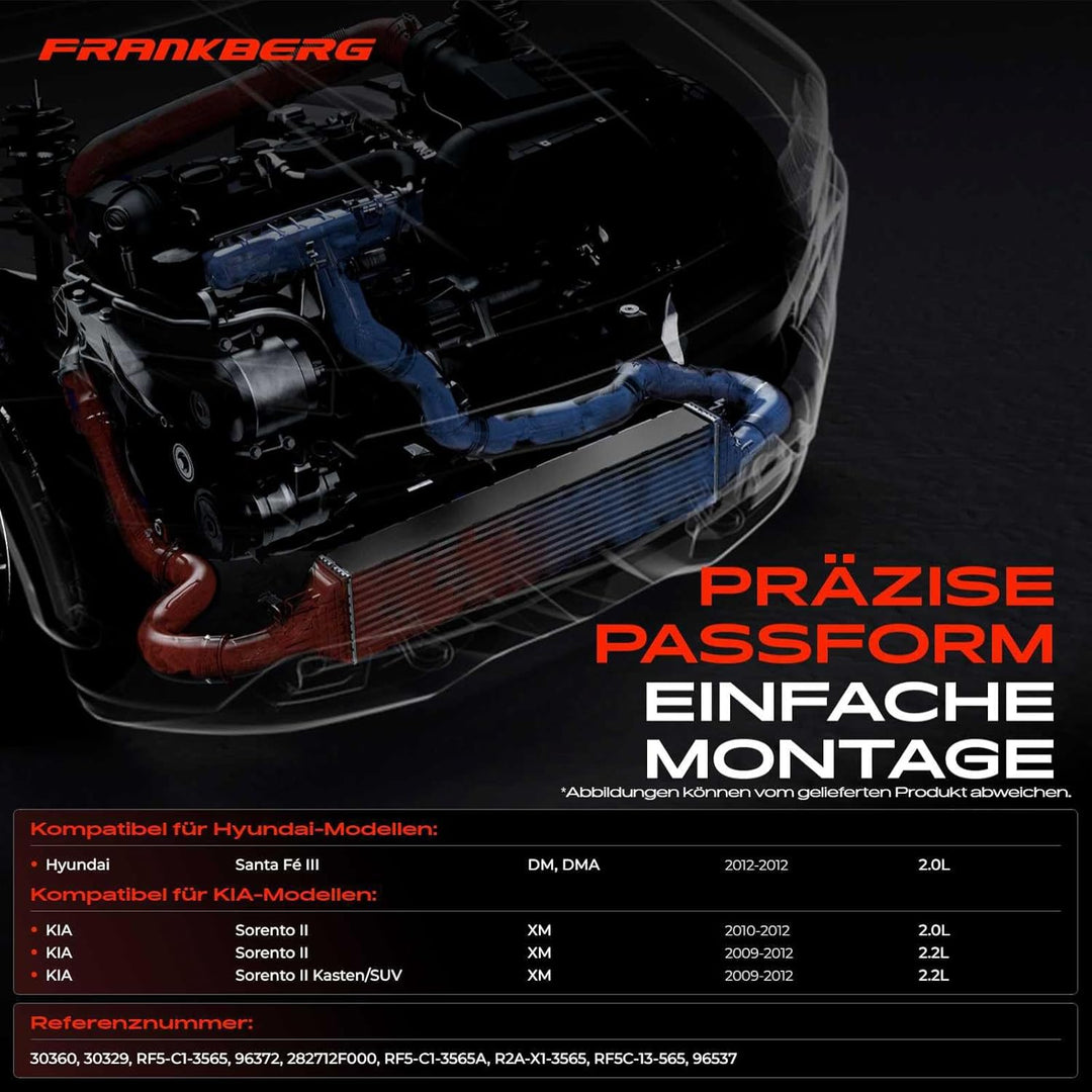 Frankberg Ladeluftkühler Turbokühler Kompatibel mit Santa Fé III DM DMA 2012 Sorento II XM 2.0L 2.2L