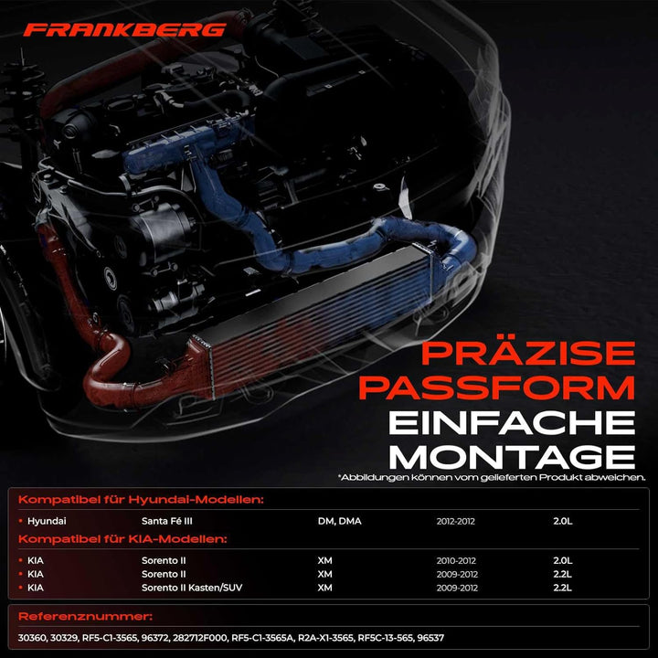 Frankberg Ladeluftkühler Turbokühler Kompatibel mit Santa Fé III DM DMA 2012 Sorento II XM 2.0L 2.2L
