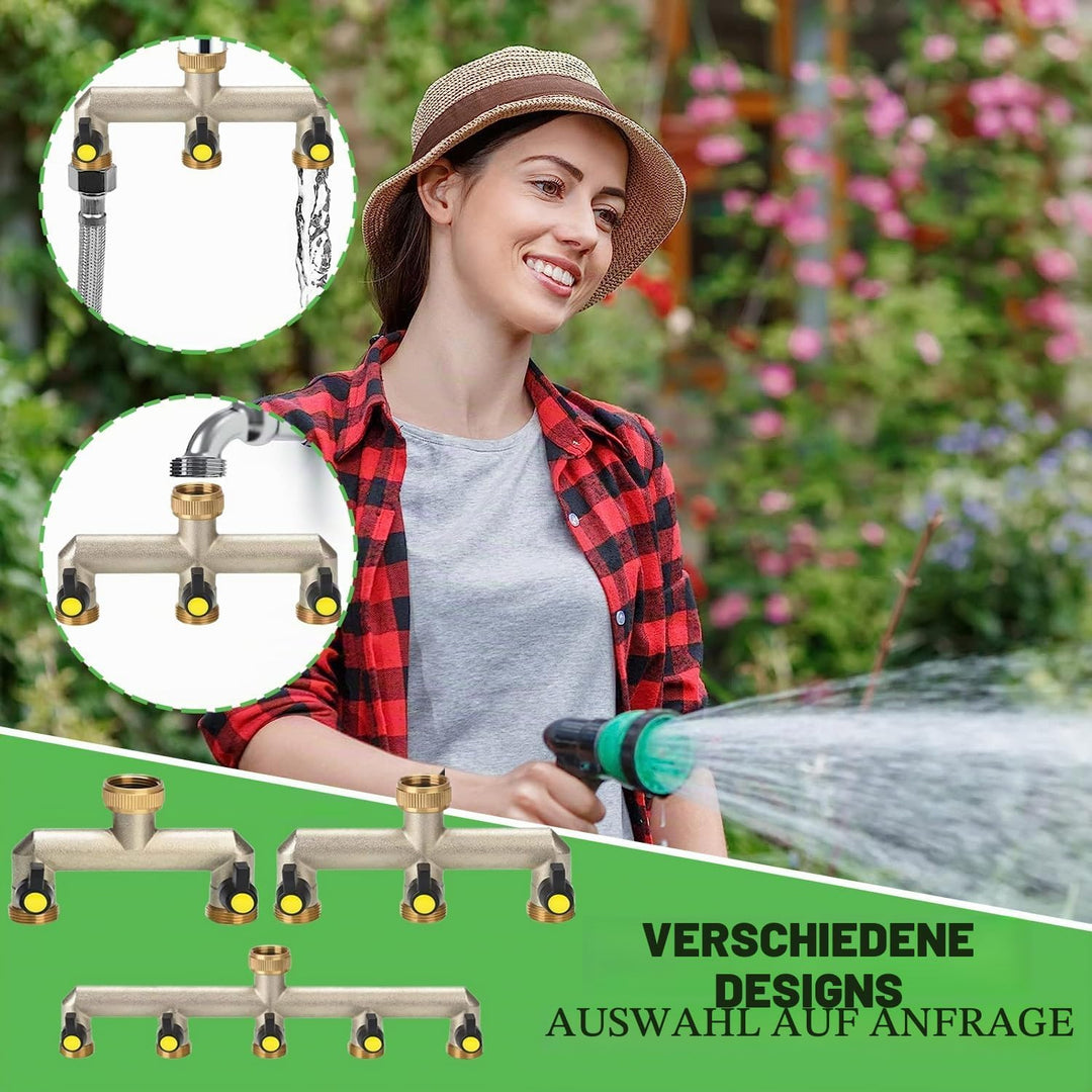 5-Wege-Verteiler Wasser 3/4 Zoll Messing Wasseranschluss Verteiler für 5 Geräte/Gartenschläuche,Schl