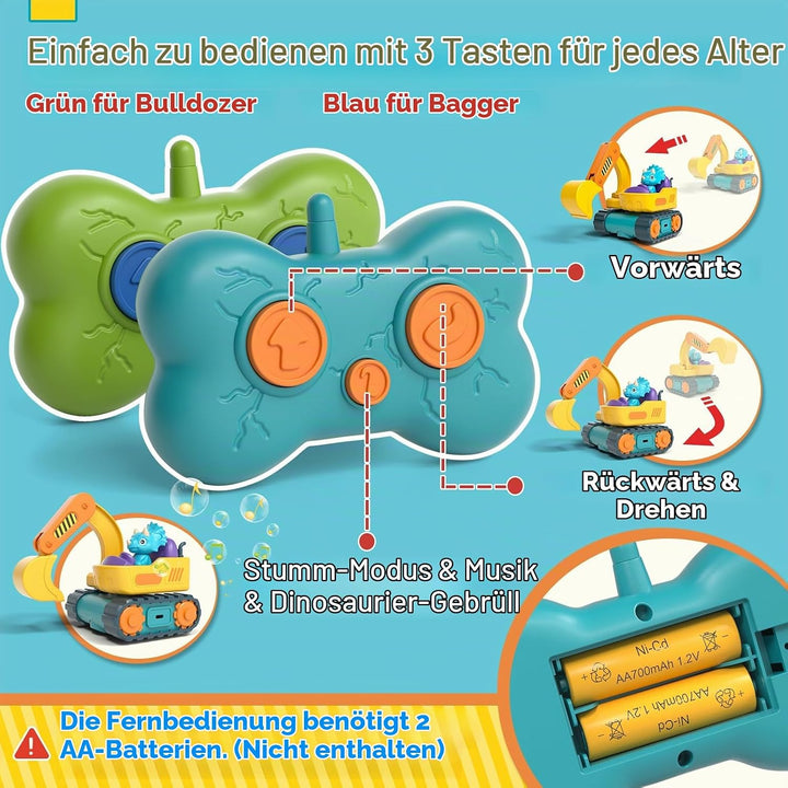 Lehoo Castle Ferngesteuertes Auto ab 3 Jahre, Geschenk Junge 2 Jahre, Bagger &amp; Bulldozer Kinder 2 Ja