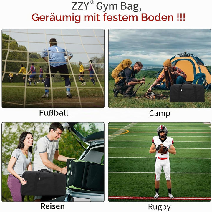 ZZY 55L Sporttasche Herren Gym Sport Tasche - 25 Zoll Reisetasche Duffle Bag mit Hartboden für Woche