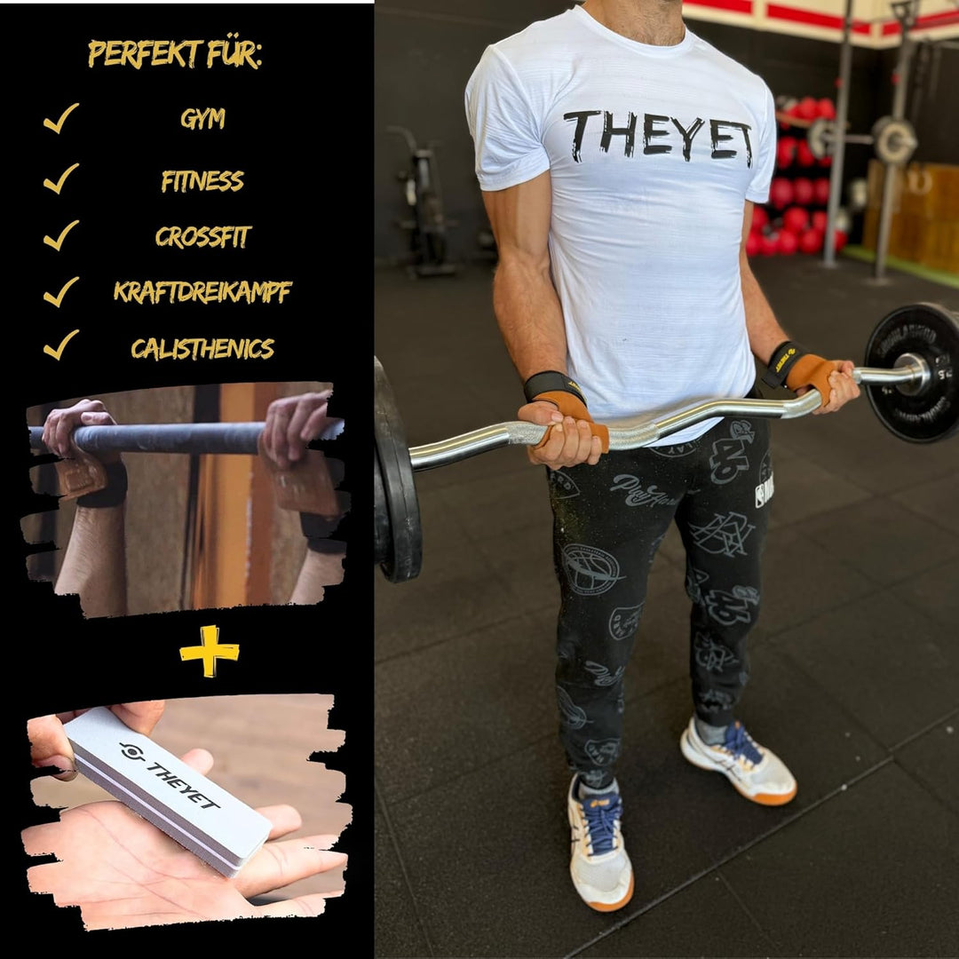 Theyet Crossfit Grips | Fitness Handschuhe Herren und Damen | Lifting Straps mit Handgelenkstütze |