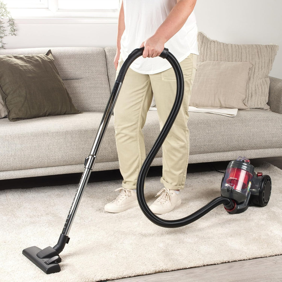 Beldray BEL0700TBVDE kompakter Zylinder-Staubsauger – PET Plus+ beutelloser Vac, leichter Teppichrei