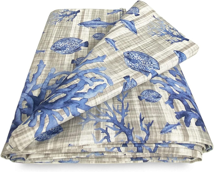 Gran Foulard Überwurf Tagesdecke Sofabezug Loneta Stoff (Fische blau, 1 Einzelbett) Blaue Fische Ein