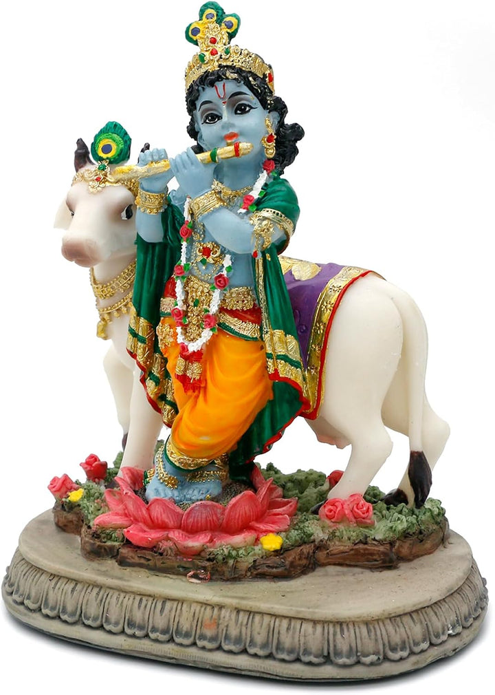 alikiki Statue Hindu-Gott Lord Krishna – 14,5 cm H Indien Idol Krishna Skulptur Geschenke für indisc
